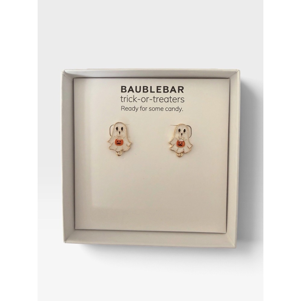 Baublebar Ghost Stud Earrings White Gold-Tone Enamel
